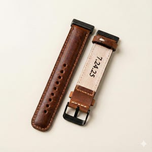 Engraved Leather Fitbit Watch Band, Versa/Sense, Unisex image 4