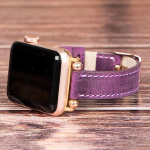 Leather Apple watch Band Women | Personalized Beady Slim Watch Strap 40mm 41mm 42mm 44mm 45mm 46mm 49mm Series 10 9 8 7 6 5 4 SE Ultra 2-1