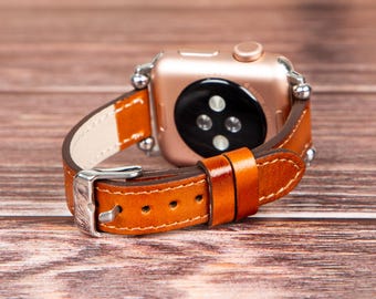 Leather Fitbit Band: Slim Beaded Strap, Versa/Inspire/Sense, Engraved Gift