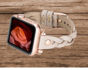 Braided Leather Fitbit Band: Beaded Watch Strap for Versa & Inspire
