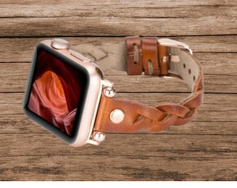 Braided Leather Fitbit Band: Slim Women's Watch Strap, Versa 4 3 2 1 & Inspire 3 2 1 HR
