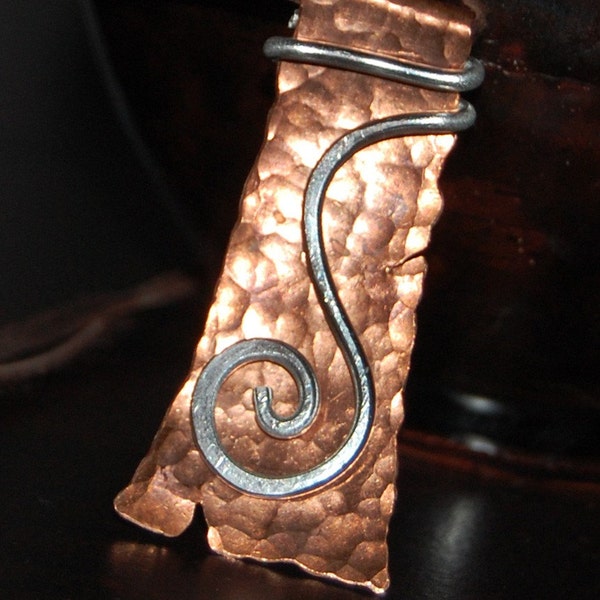 Copper and Silver Spiral Pendant Necklace