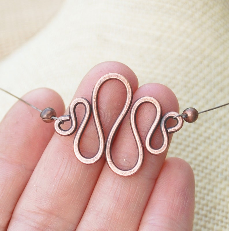 Oxidized. Copper Necklace. Minimalist. Copper. Squiggle. Wire Etsy