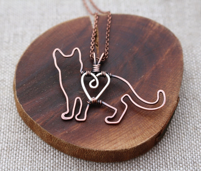 Cat Necklace Kitten Copper Pet Jewelry Sterling Silver Etsy UK
