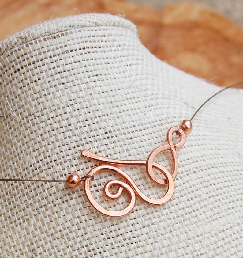 Oxidized. Copper Necklace. Minimalist. Copper. Squiggle. Wire Etsy
