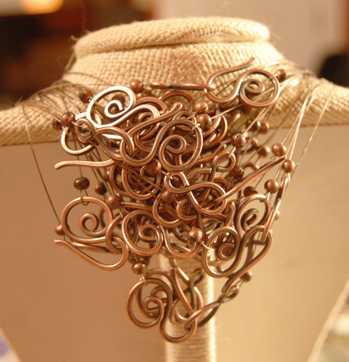 Oxidized. Copper Necklace. Minimalist. Copper. Squiggle. Wire Etsy