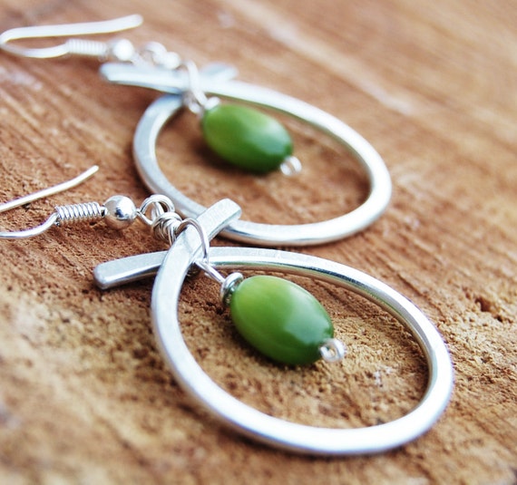 Items similar to Silver. Aluminum. Green. Hoop. Earrings. on Etsy