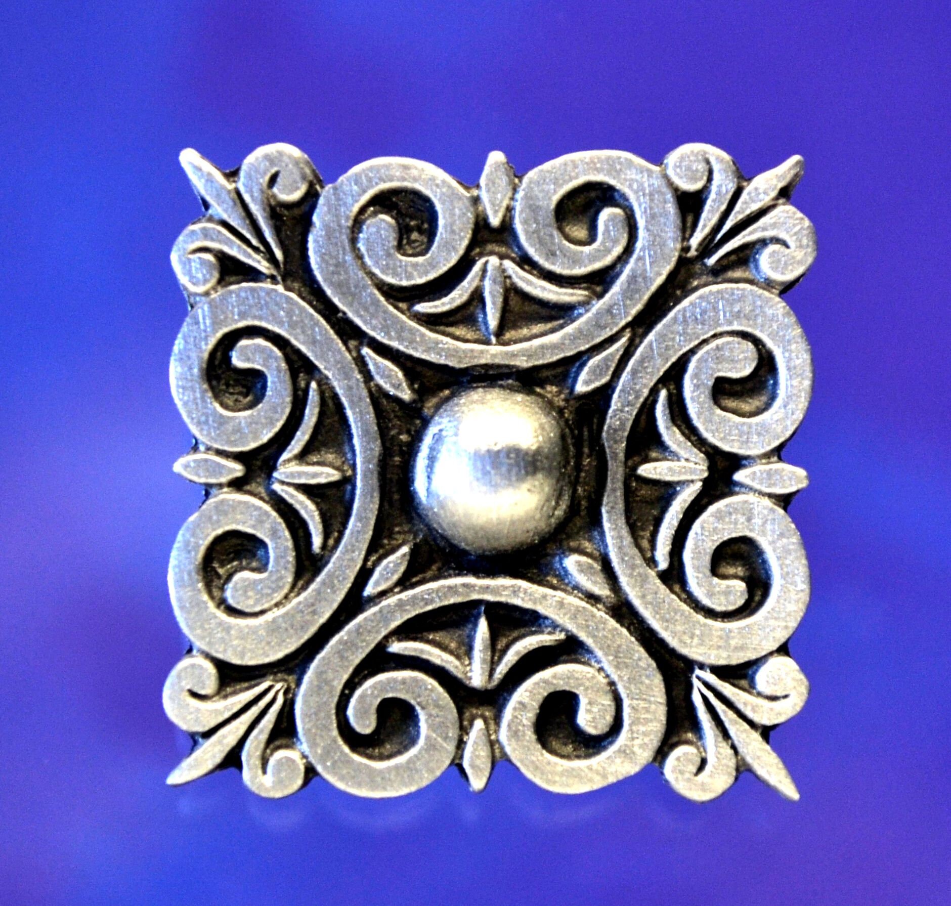 Square Pewter Button Decorative Buttons Scroll Shank Etsy