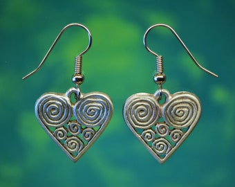 Spiral Heart Earrings | Heart Earrings in Fine Pewter | Made in USA