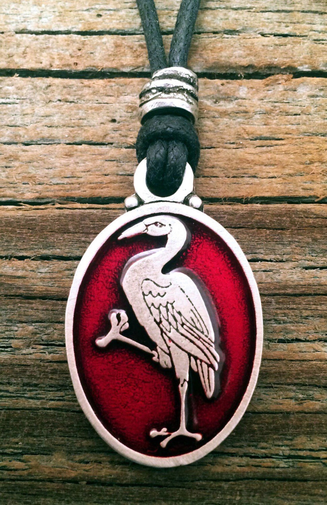 Heraldic Crane Necklace Pendant in Fine Pewter | Etsy