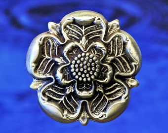 Tudor Rose Brooch Pin | English Tudor Rose | Handcrafted Jewelry in Fine Pewter by Treasure Cast