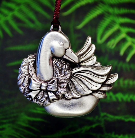 Goose Christmas Ornament Goose Decoration In Fine Pewter By Etsy