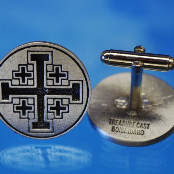 Jerusalem Cross  Cufflinks | Crusaders' Cross Cufflinks | Gift for Groom | Christian Jewelry | Pewter by Treasure Cast | Made in USA