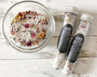 Relaxing Botanical Bath Soak Herbal Bath Soak Lavender Rose Calendula Bath Salts with dried flowers