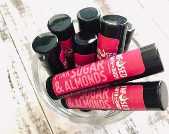 Lip Balm Pink Sugar Almond, Flavored Lip Balm, Lip Moisturizer, Moisturizing Lip Balm, Lip Balm Favors, Beeswax Lip Balm, Chapstick* gift