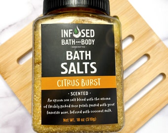 Citrus Burst Orange Bath Soak Sea Salt Coconut Milk Oil Free Bath Salts