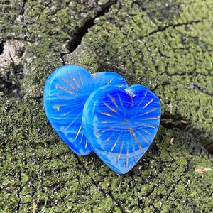 Heart Glass Beads - Heart Beads - Czech Glass Beads - Czech Beads - Czech Heart Beads - 22mm - 2 pcs