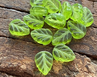 Czech Glass Beads - Leaf Beads - Czech Glass Leaf Beads - Leaves Beads - Czech Beads - 10x8mm - 20 pcs