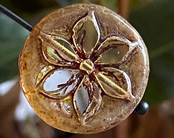 Czech Glass Beads - Flower Beads - Focal Beads - Star Flower Bead - Coin Beads - 18mm