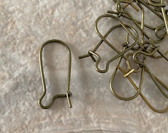 Ear wires, Antique Brass ear wires, Antique Brass kidney ear wires, Kidney ear wires