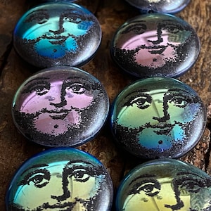 Czech Glass Beads - Czech Beads - Coin Beads - Moon Beads - Laser Etched Beads - Tattoo Beads - 22mm