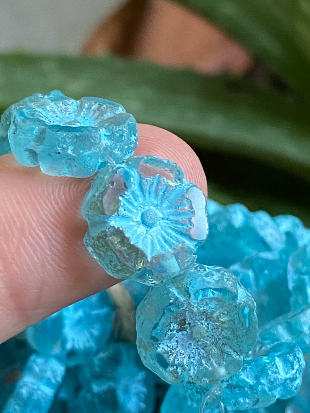 Hibiscus Flower Beads Hawaiian Flower Beads Glass Flower Beads Czech Glass Flower Beads Flower