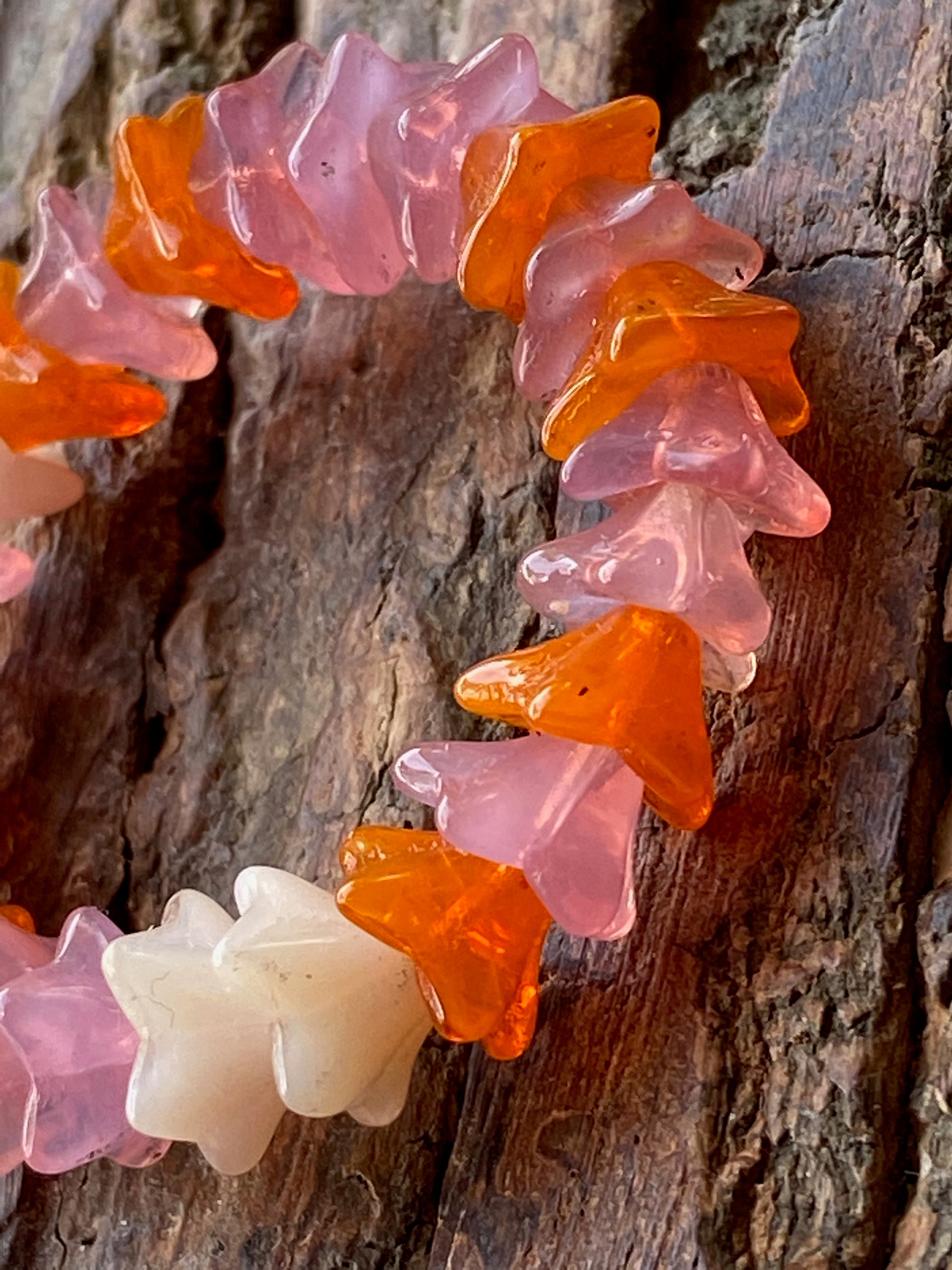 Bell Flower Beads Five Point Bell Flower Beads Glass | Etsy