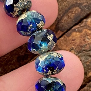 Czech glass beads - Rondelle beads - Saucer beads  Picasso beads - Faceted glass beads - 6x8mm - 24 pcs