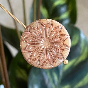 Czech Glass Beads - Flower Beads - Focal Beads - Star Flower Bead - Coin Beads - 18mm - 6 pcs