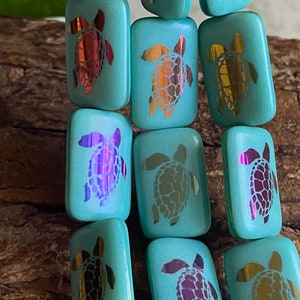 Turtle Glass Beads - Turtle Beads - Czech Glass Beads - Laser Etched Beads - 19x12mm - 6 pcs