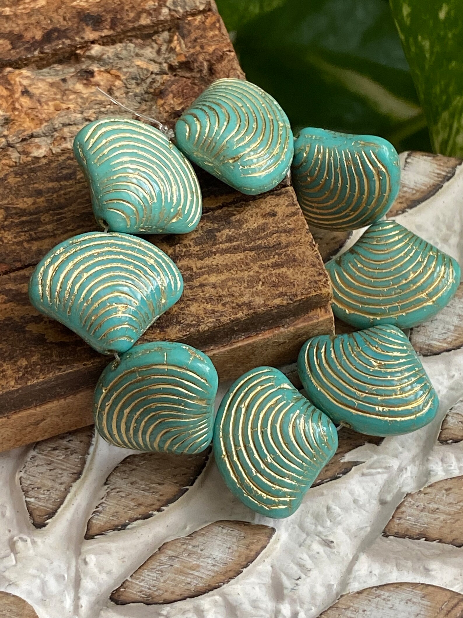 Czech Glass Beads - Shell Beads - Sea Shell Beads - Conch Shell Beads ...