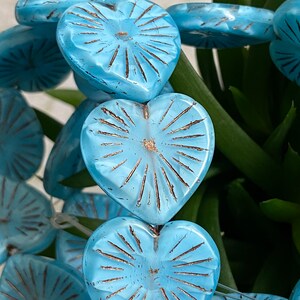 Heart Glass Beads - Heart Beads - Czech Glass Beads - Czech Beads - Czech Heart Beads - 22mm - 2 pcs