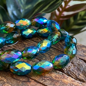 Czech Glass Beads - Faceted Czech Glass Beads - Czech Beads - Picasso Beads - Oval Beads - 12x8mm - 6pcs