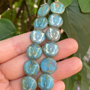 Butterfly Beads - Czech Glass Beads - Laser Etched Beads - 14mm - 8 pcs