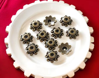 Bead Caps - End Caps - Bronze Caps - Metal Bead Caps - Antique Bronze Cap - 7mm - 100 pcs