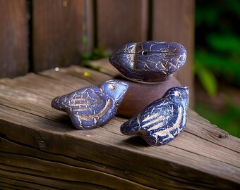 Bird Beads - Czech Glass Beads - Animal Beads - Bird Pendant - Czech Glass Bird - Glass Bird Beads 11x22mm -2pcs