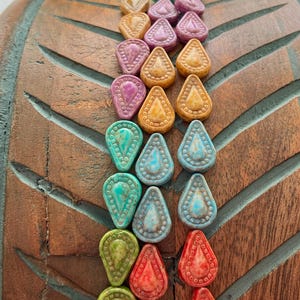 Drop beads - Czech glass beads - Teardrop beads - Glass teardrop beads - 14x10mm - 12 pcs