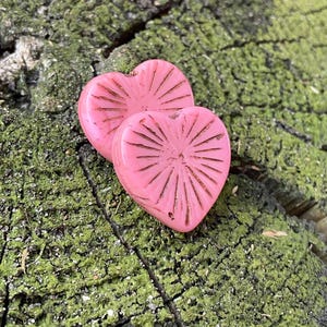 Heart Glass Beads - Heart Beads - Czech Glass Beads - Czech Beads - Czech Heart Beads - 22mm - 2 pcs