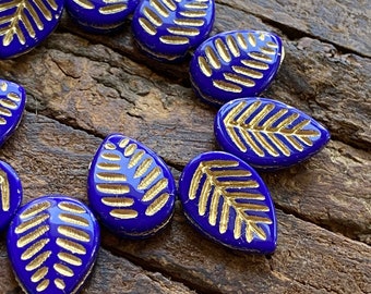 Czech Glass Beads - Leaf Beads - Czech Glass Leaf Beads - Leaves Beads - Czech Beads - 12x16mm - 15 pcs