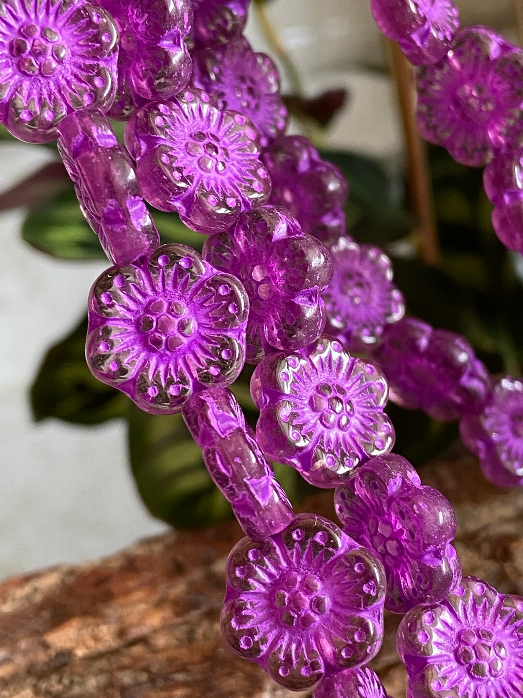 Flower Beads Glass Flower Beads Czech Glass Flower Beads Czech Flower