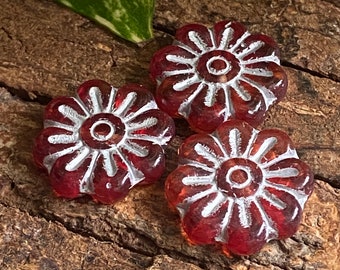 Daisy Flower Beads - Focal Beads - Czech Glass Flowers - New Czech Beads - 18mm Flower - 6pcs (18DSY10)