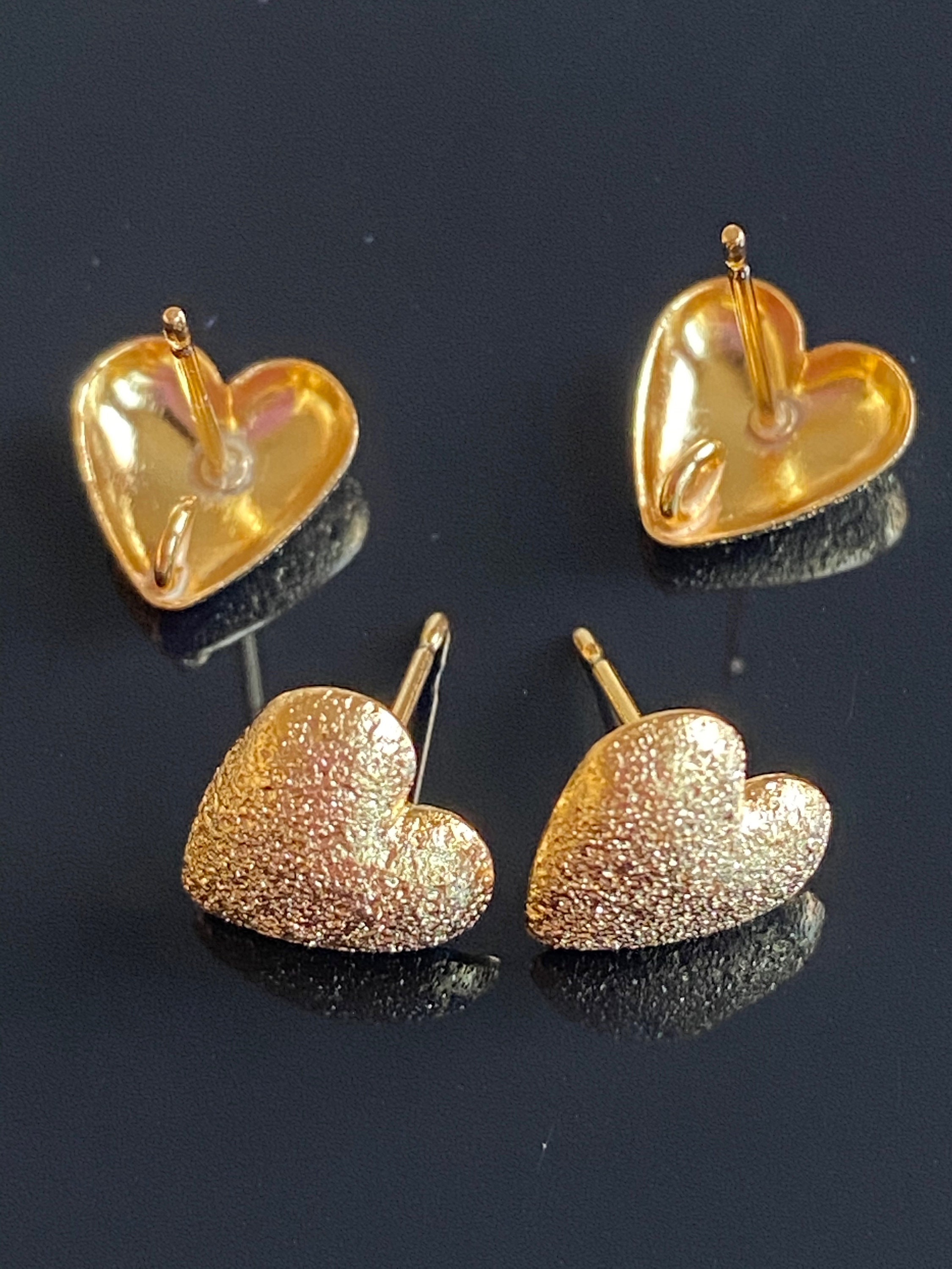 Post earrings gold post earrings gold hearth ear stud gold Etsy