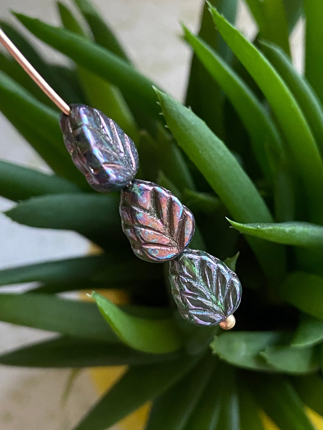 Czech Glass Beads Leaf Beads Czech Glass Leaf Beads Leaves Beads Czech