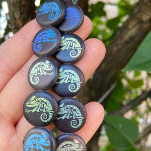Czech Glass Beads - Coin Beads - Chameleon Beads - Laser Beads - New Czech Beads - Tattoo Beads - 17mm - 8pcs