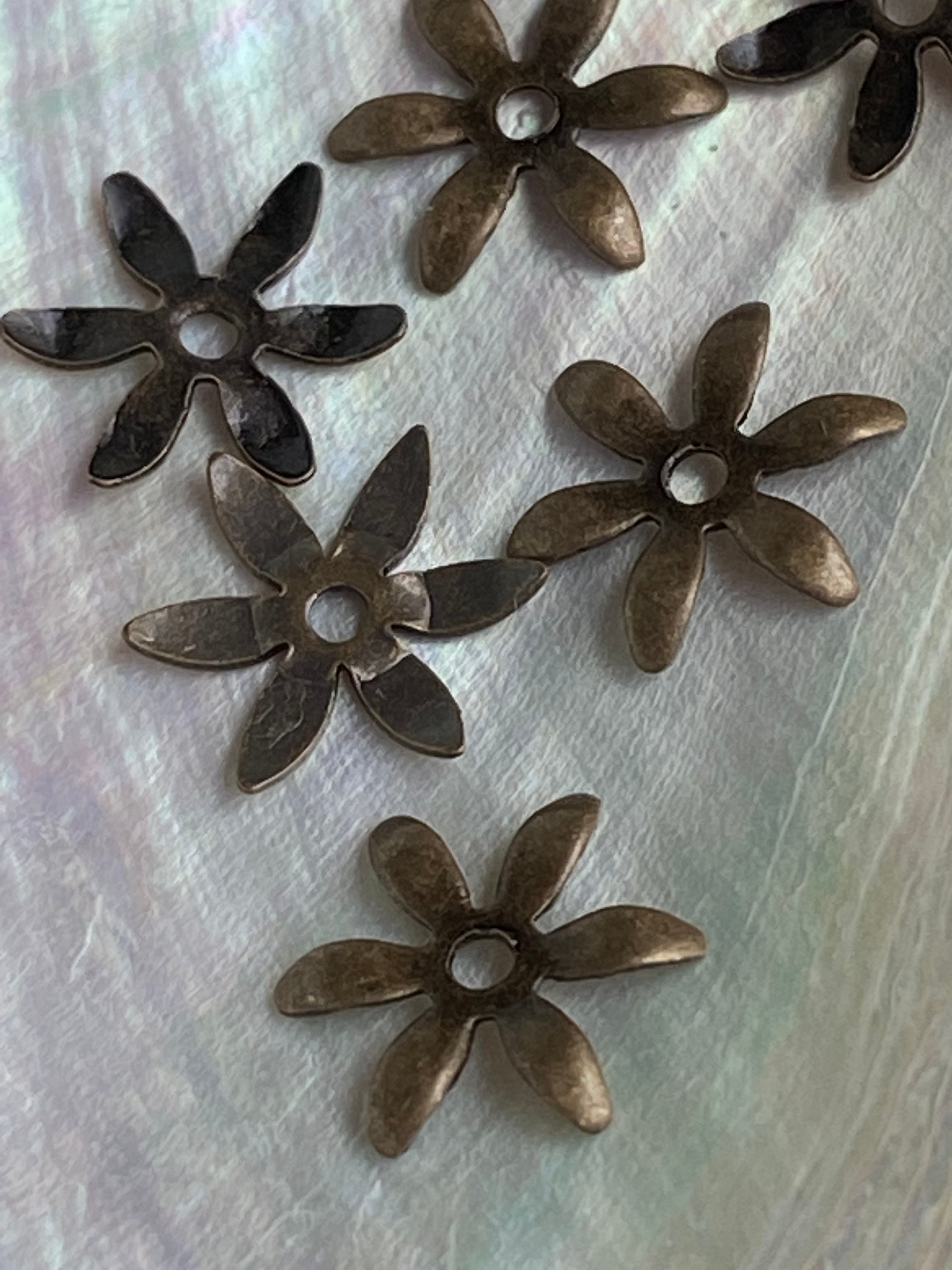 Antiqued Brass Flower Bead Caps