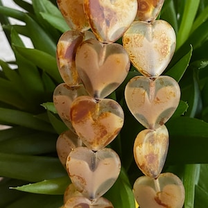 Heart Glass Beads - Heart Beads - Czech Glass Beads - Czech Beads - Czech Heart Beads - 16mm - 6 pcs