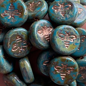 2pcs - Czech Glass Beads A349 Picasso Beads 22x18mm Travertine Beads Honey Bee Beads