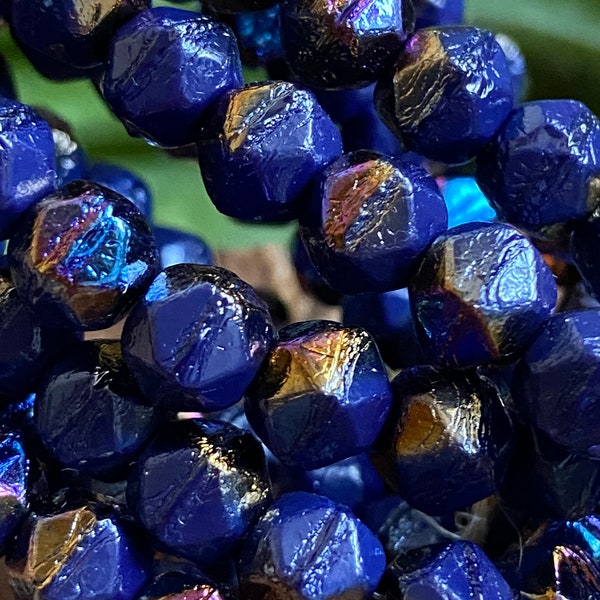 Czech Glass Beads - Faceted Beads - English Cut Beads - Picasso Beads - Antique Cut Beads - 8mm 0r 10mm