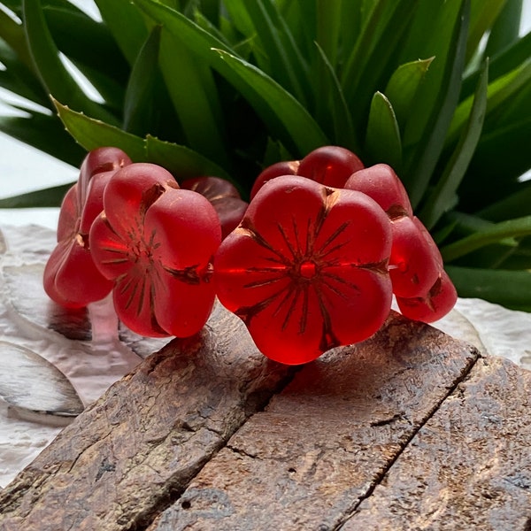 Flower Beads - Glass Flower Beads - Czech Glass Flower Beads - Hibiscus Flower Beads - Czech Flower Beads - 22mm