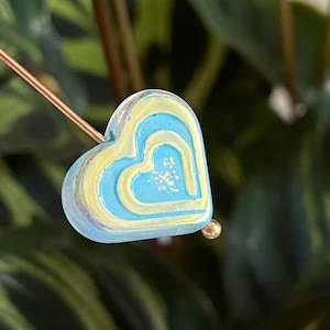 Heart Glass Beads - Heart Beads - Czech Glass Beads - Czech Beads - Czech Heart Beads - 14x16mm - 6 pcs